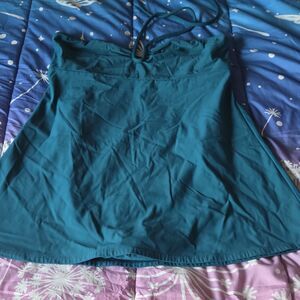 Cami Swim Teal Swimdress Halter Adjustable Straps Lined Women's 14T Tall Boned